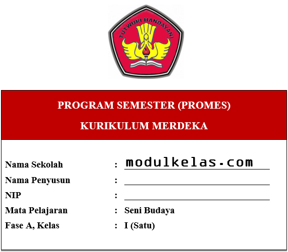 Promes Seni Budaya Kelas 1 Fase A Kurikulum Merdeka
