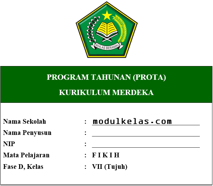Prota Fikih Kelas 7 MTs Fase D Kurikulum Merdeka