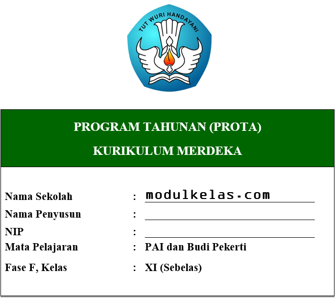 Prota PAI dan Budi Pekerti Kelas 11 Fase F Kurikulum Merdeka