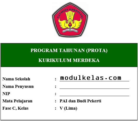 Prota PAI dan Budi Pekerti Kelas 5 Fase C Kurikulum Merdeka