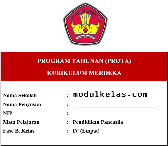 Prota Pendidikan Pancasila Kelas 4 Fase B Kurikulum Merdeka