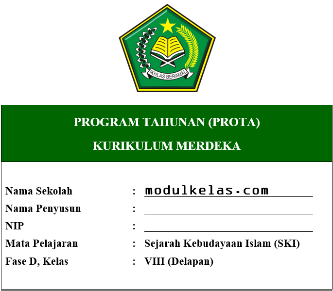 Prota SKI Kelas 8 MTs Fase D Kurikulum Merdeka