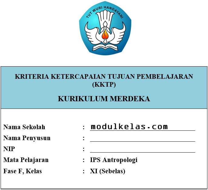 KKTP Antropologi Kelas 11 SMA/MA Fase F Kurikulum Merdeka