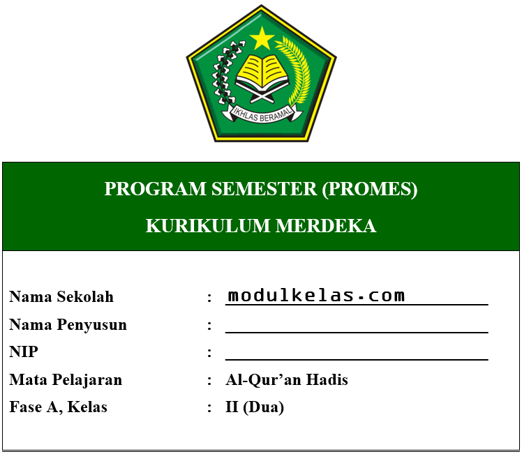 Promes Al-Qur’an Hadis Kelas 2 Fase A Kurikulum Merdeka