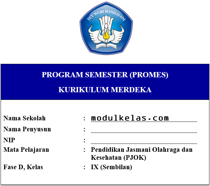 Promes PJOK Kelas 9 SMP/MTs Fase D Kurikulum Merdeka