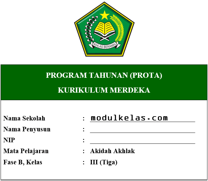 Prota Akidah Akhlak Kelas 3 Fase B Kurikulum Merdeka