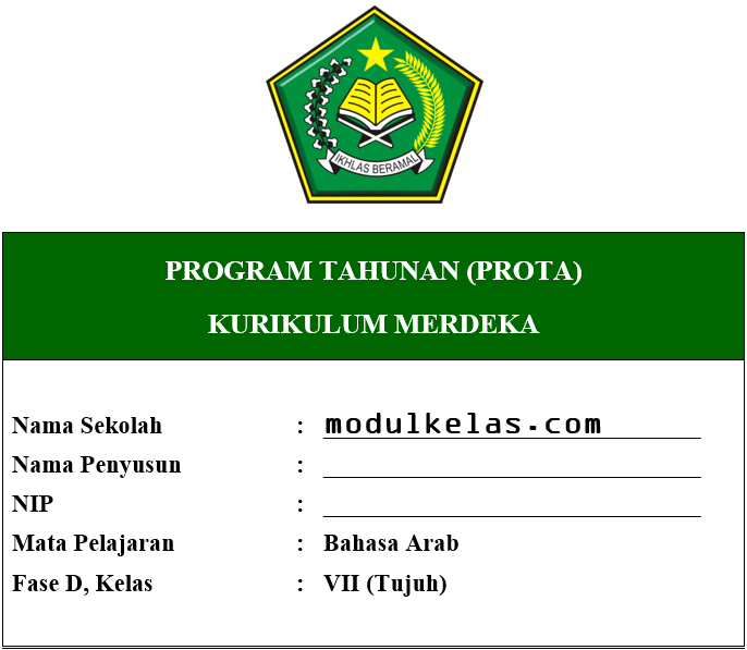 Prota Bahasa Arab Kelas 7 Fase D Kurikulum Merdeka