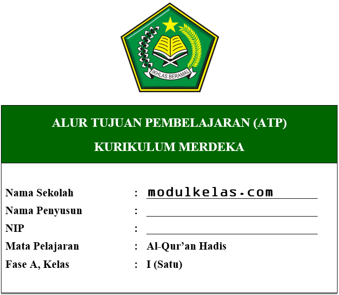 ATP Al-Qur’an Hadis Kelas 1 Fase A Kurikulum Merdeka