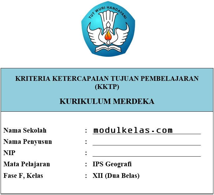 KKTP Geografi Kelas 12 SMA/MA Fase F Kurikulum Merdeka