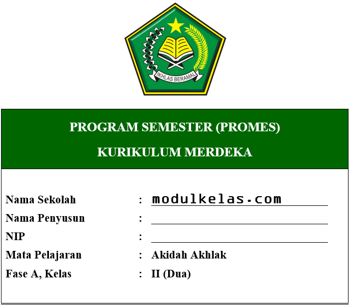 Promes Akidah Akhlak Kelas 2 Fase A Kurikulum Merdeka