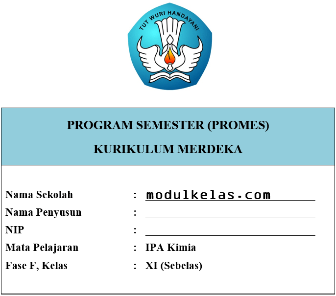 Promes Kimia Kelas 11 SMA/MA Fase F Kurikulum Merdeka