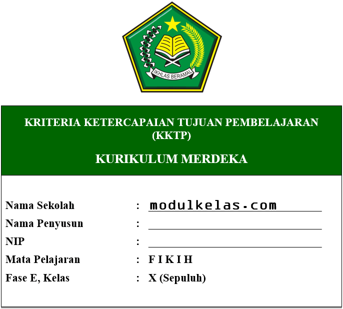 KKTP Fikih Kelas 10 MA Fase E Kurikulum Merdeka