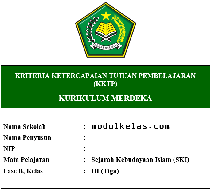 KKTP SKI Kelas 3 MI Fase B Kurikulum Merdeka