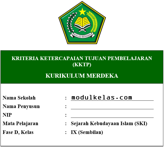 KKTP SKI Kelas 9 MTs Fase D Kurikulum Merdeka