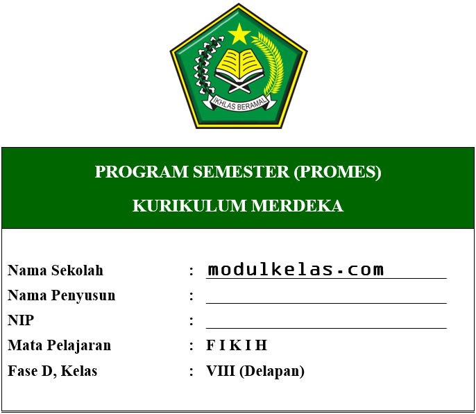 Promes Fikih Kelas 8 MTs Fase D Kurikulum Merdeka