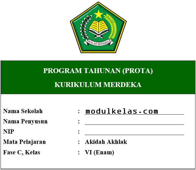 Prota Akidah Akhlak Kelas 6 Fase C Kurikulum Merdeka