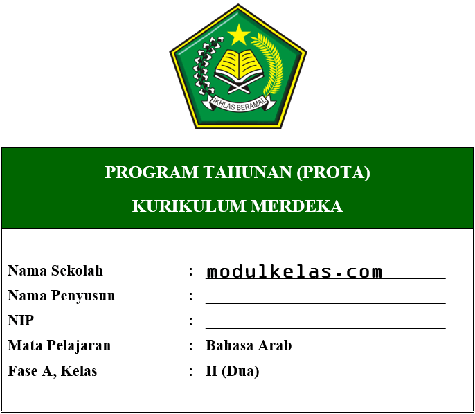 Prota Bahasa Arab Kelas 2 Fase A Kurikulum Merdeka
