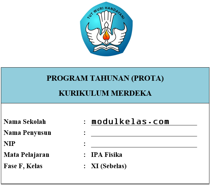Prota Fisika Kelas 11 SMA/MA Fase F Kurikulum Merdeka