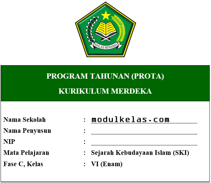 Prota SKI Kelas 6 MI Fase C Kurikulum Merdeka