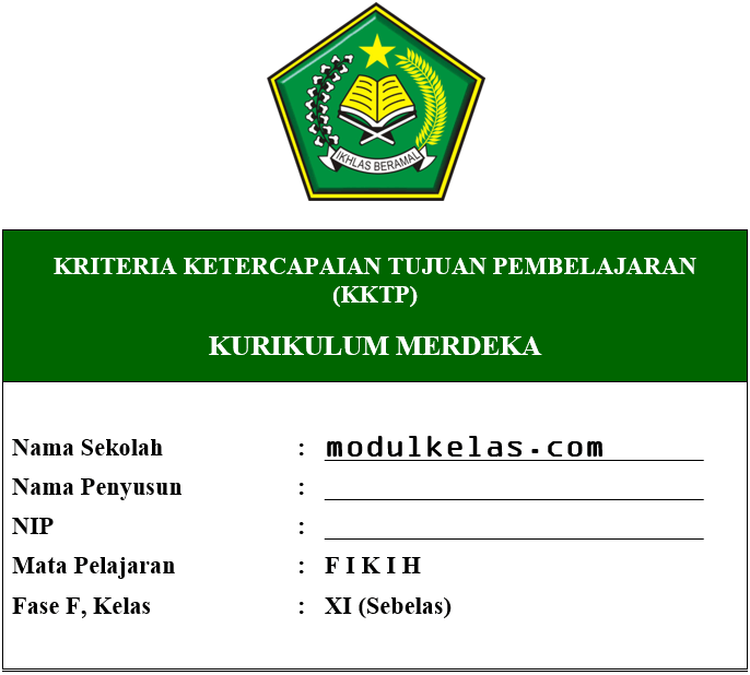 KKTP Fikih Kelas 11 MA Fase F Kurikulum Merdeka