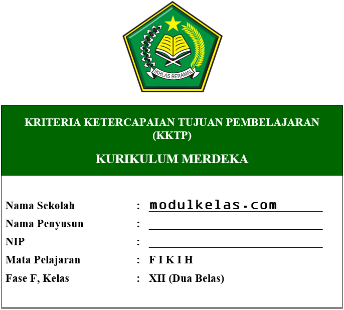 KKTP Fikih Kelas 12 MA Fase F Kurikulum Merdeka