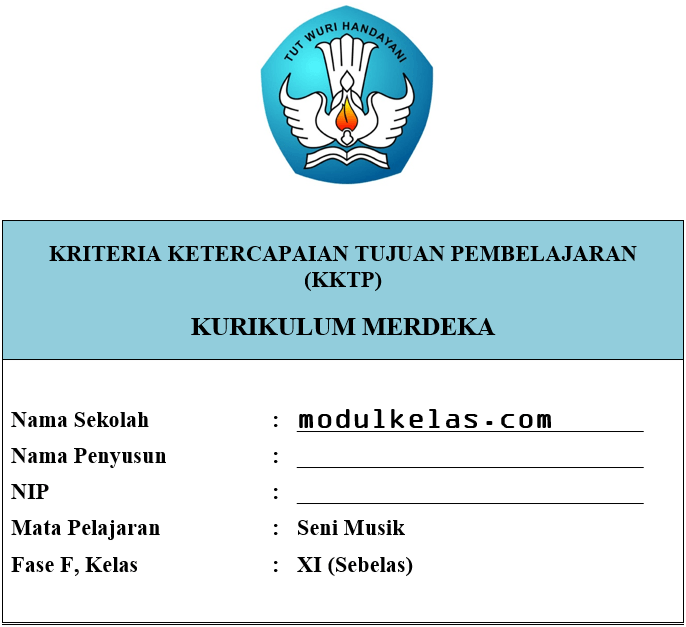 KKTP Seni Musik Kelas 11 Fase F Kurikulum Merdeka