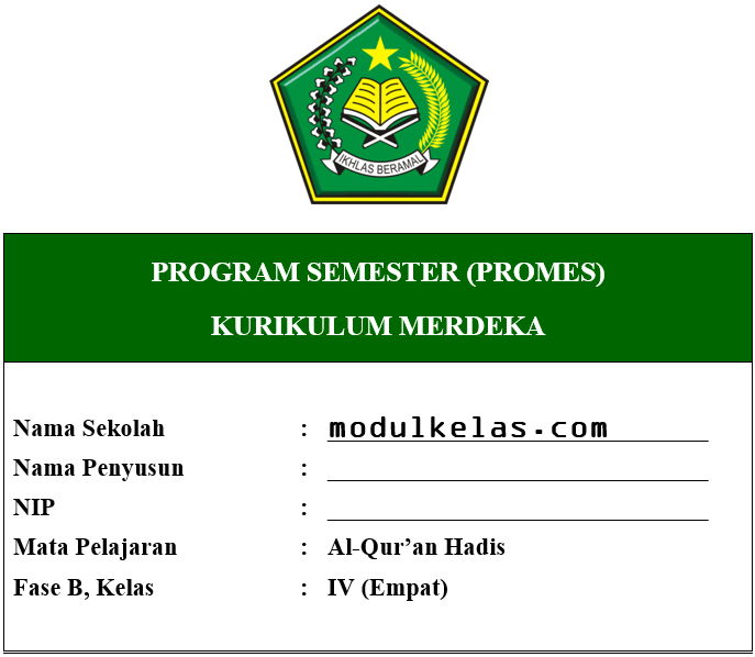Promes Al-Qur’an Hadis Kelas 4 Fase B Kurikulum Merdeka