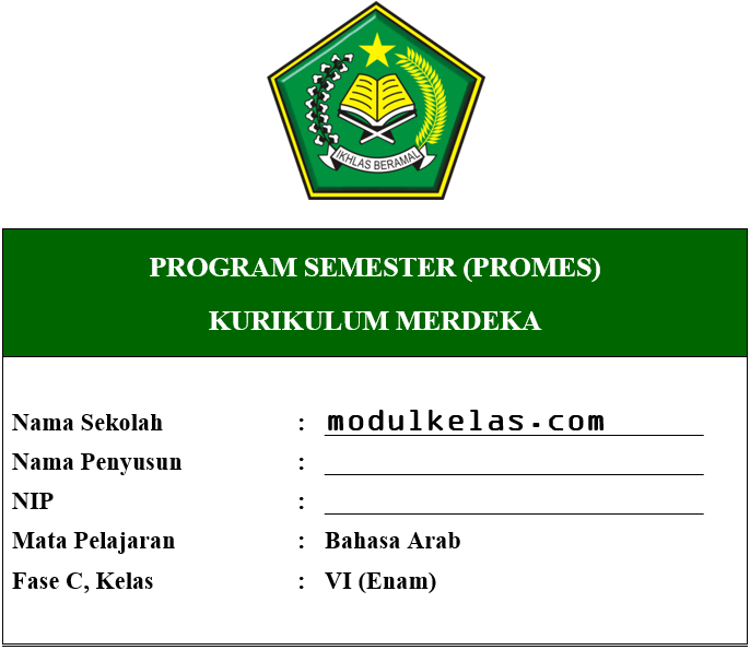 Promes Bahasa Arab Kelas 6 Fase C Kurikulum Merdeka