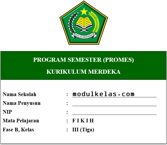 Promes Fikih Kelas 3 MI Fase B Kurikulum Merdeka