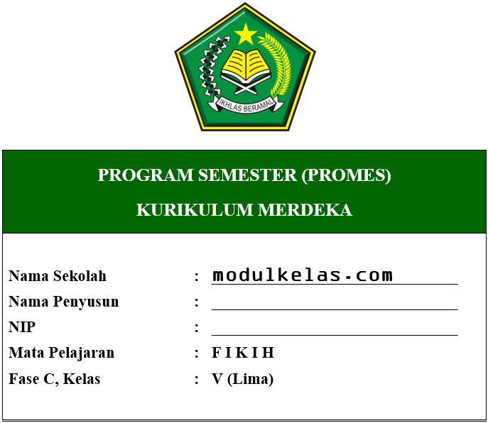 Promes Fikih Kelas 5 MI Fase C Kurikulum Merdeka