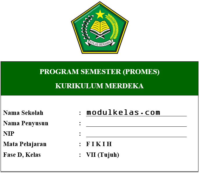 Promes Fikih Kelas 7 MTs Fase D Kurikulum Merdeka
