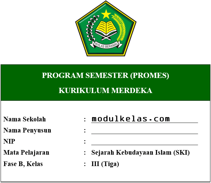 Promes SKI Kelas 3 MI Fase B Kurikulum Merdeka