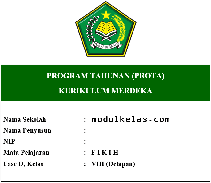 Prota Fikih Kelas 8 MTs Fase D Kurikulum Merdeka
