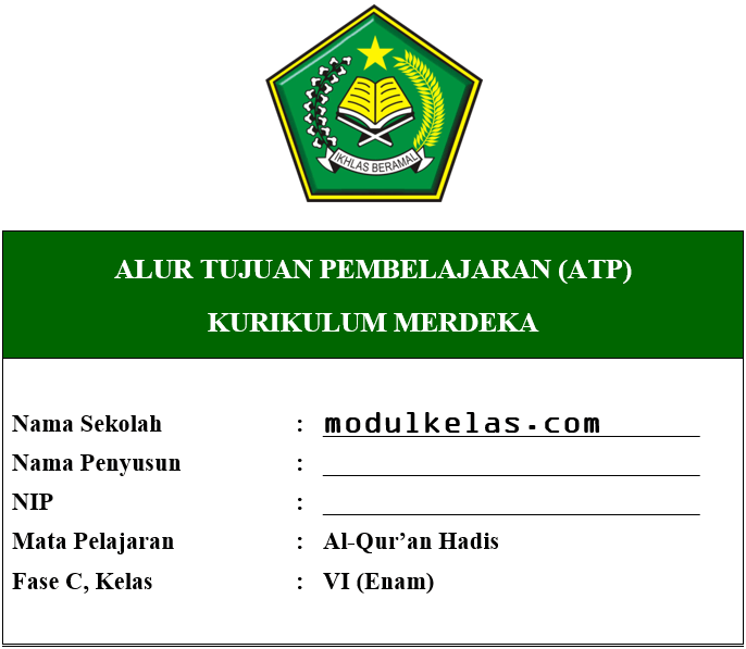 ATP Al-Qur’an Hadis Kelas 6 Fase C Kurikulum Merdeka
