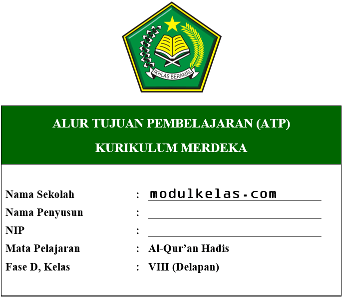 ATP Al-Qur’an Hadis Kelas 8 Fase D Kurikulum Merdeka