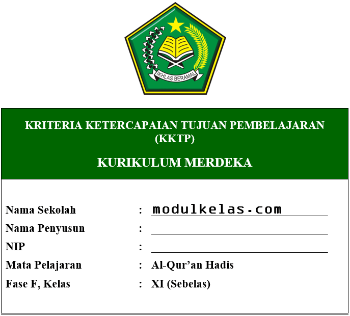 KKTP Al-Qur’an Hadis Kelas 11 Fase F Kurikulum Merdeka