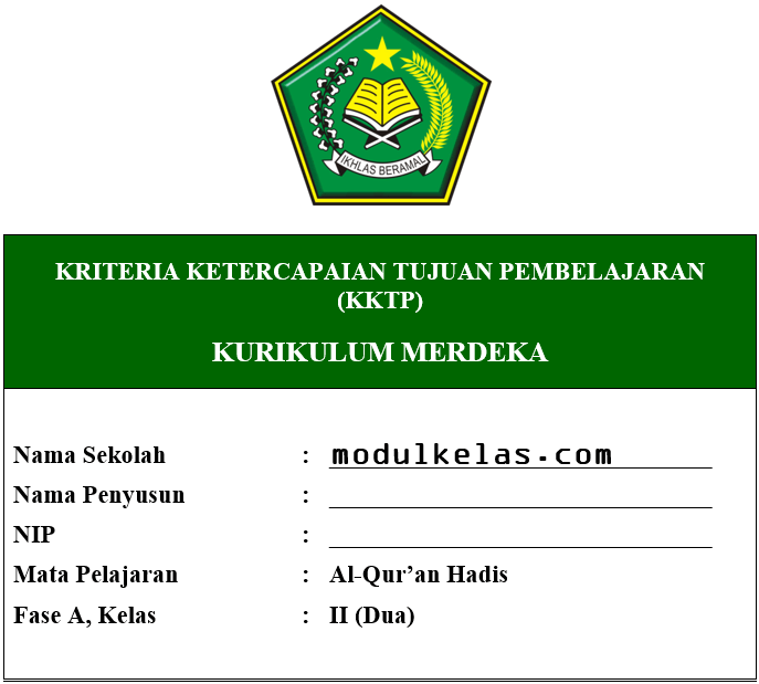 KKTP Al-Qur’an Hadis Kelas 2 Fase A Kurikulum Merdeka