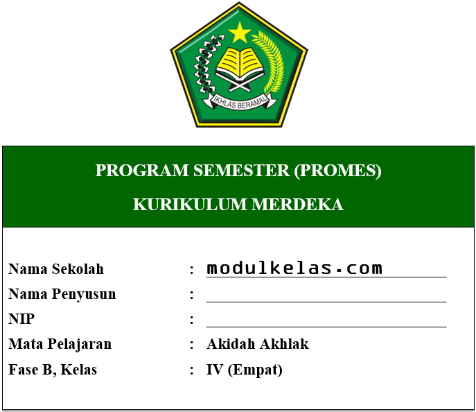 Promes Akidah Akhlak Kelas 4 Fase B Kurikulum Merdeka