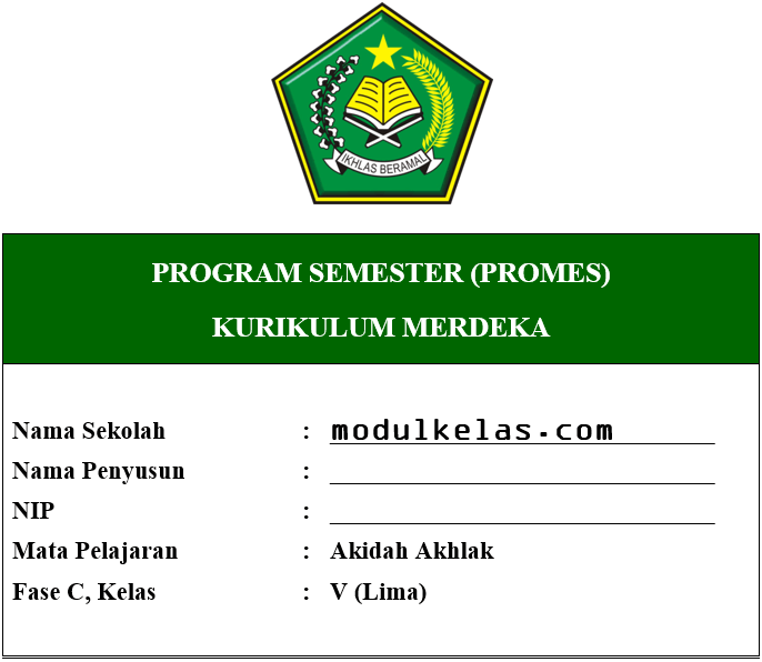 Promes Akidah Akhlak Kelas 5 Fase C Kurikulum Merdeka