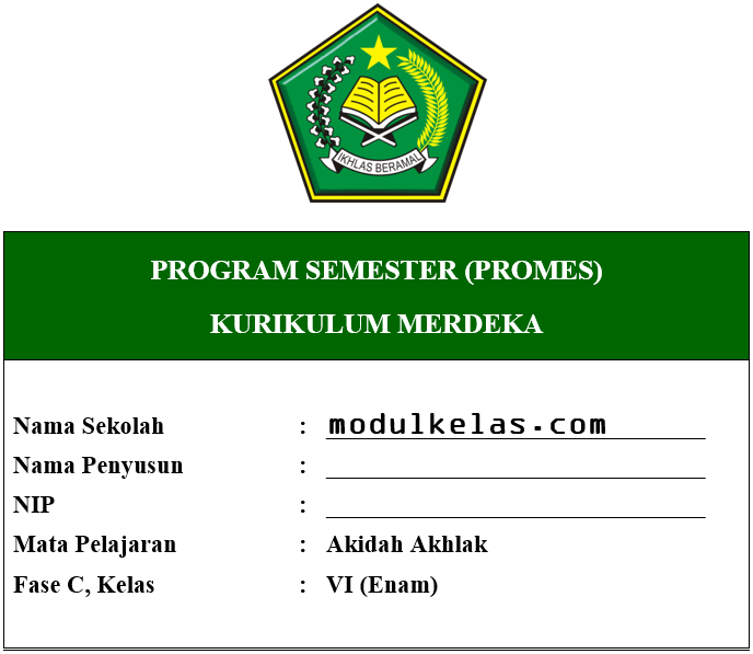 Promes Akidah Akhlak Kelas 6 Fase C Kurikulum Merdeka
