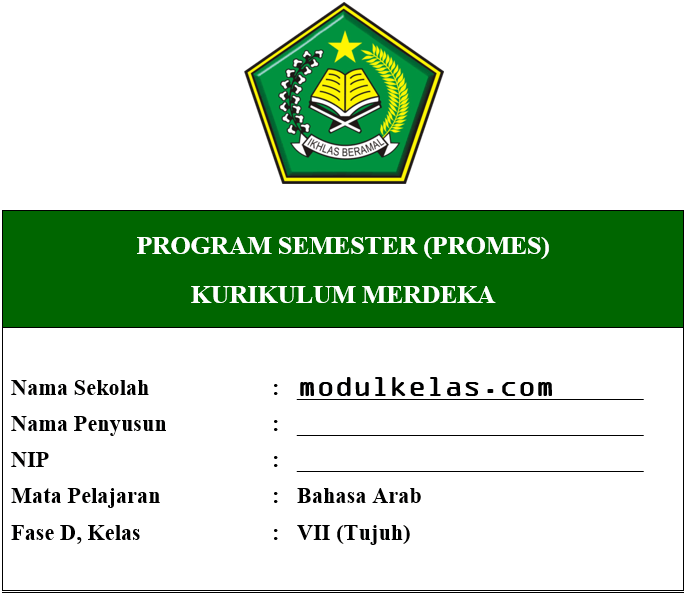 Promes Bahasa Arab Kelas 7 Fase D Kurikulum Merdeka
