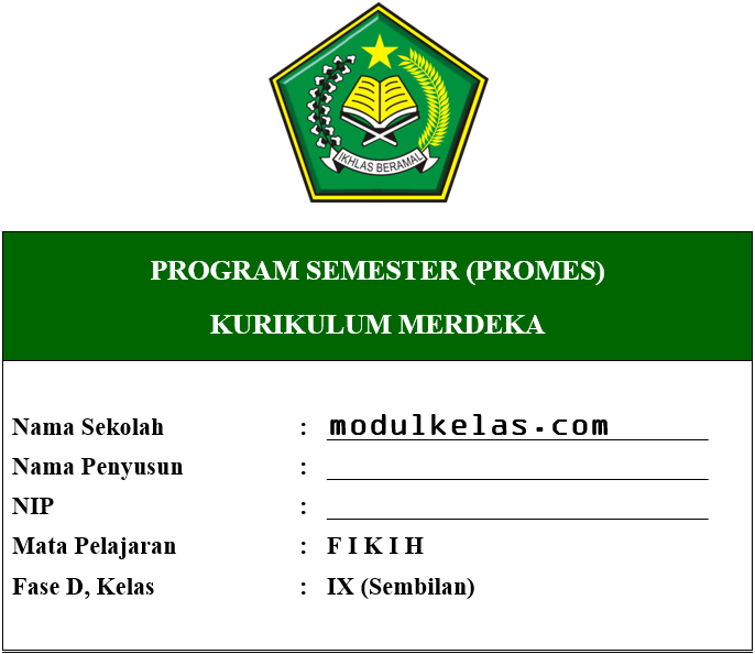 Promes Fikih Kelas 9 MTs Fase D Kurikulum Merdeka