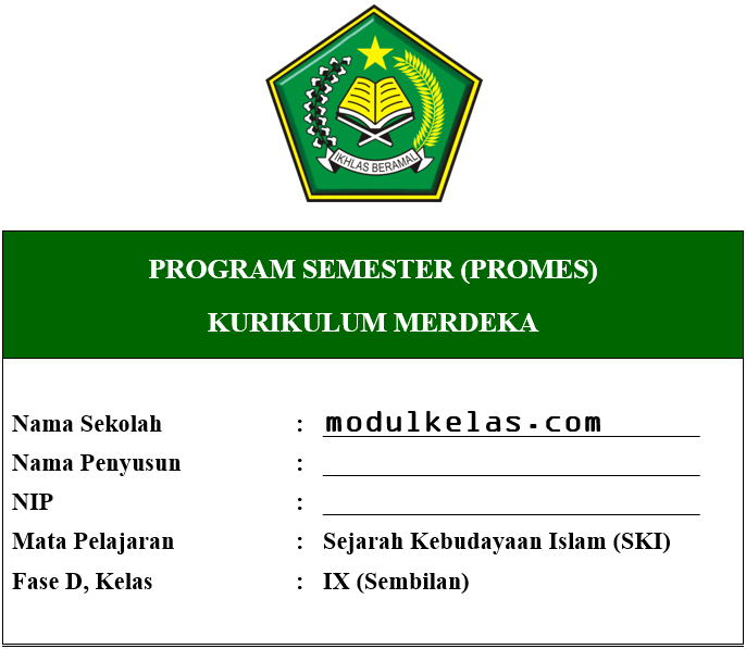 Promes SKI Kelas 9 MTs Fase D Kurikulum Merdeka