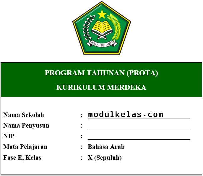 Prota Bahasa Arab Kelas 10 Fase E Kurikulum Merdeka