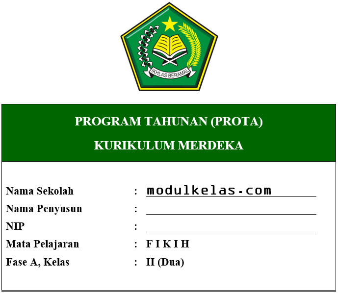 Prota Fikih Kelas 2 MI Fase A Kurikulum Merdeka