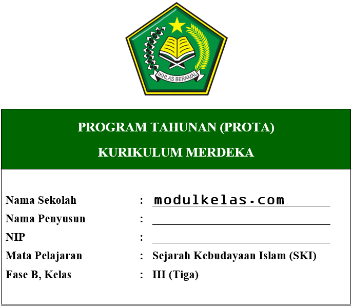 Prota SKI Kelas 3 MI Fase B Kurikulum Merdeka
