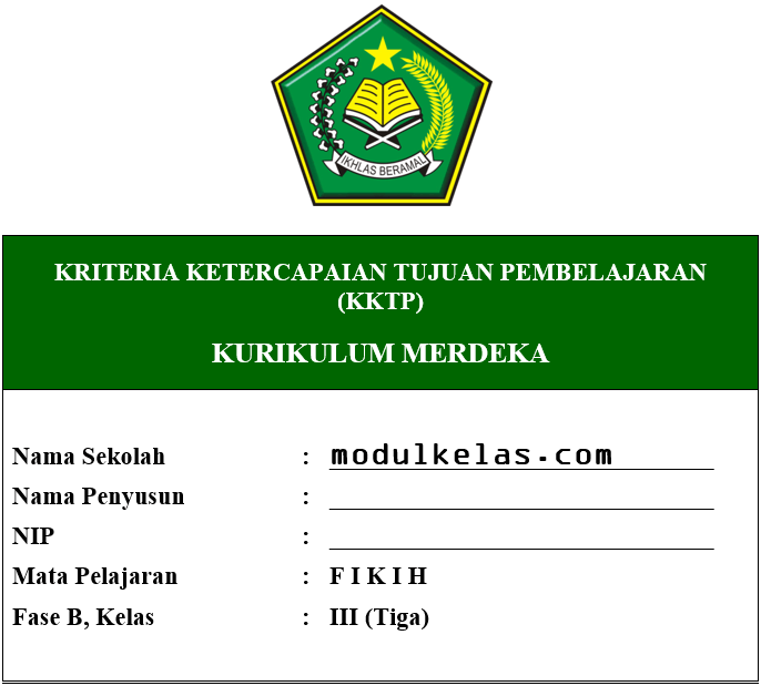 KKTP Fikih Kelas 3 MI Fase B Kurikulum Merdeka