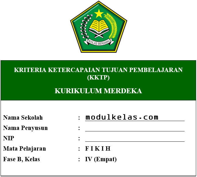 KKTP Fikih Kelas 4 MI Fase B Kurikulum Merdeka