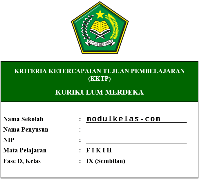 KKTP Fikih Kelas 9 MTs Fase D Kurikulum Merdeka