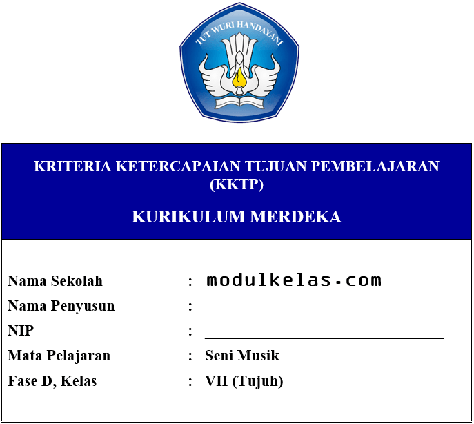 KKTP Seni Musik Kelas 7 Fase D Kurikulum Merdeka